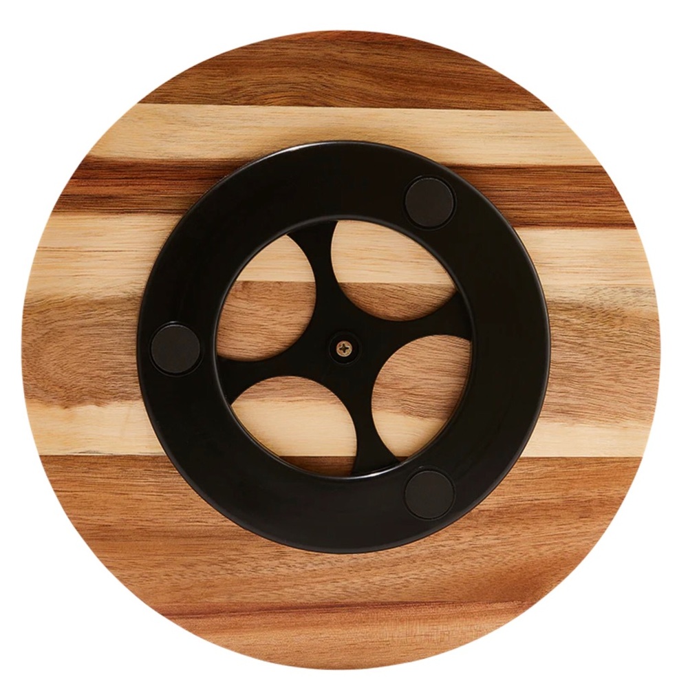 NWT Caravan Acacia Wood Rotating Lazy Susan, Orig $68- - Picture 3 of 5